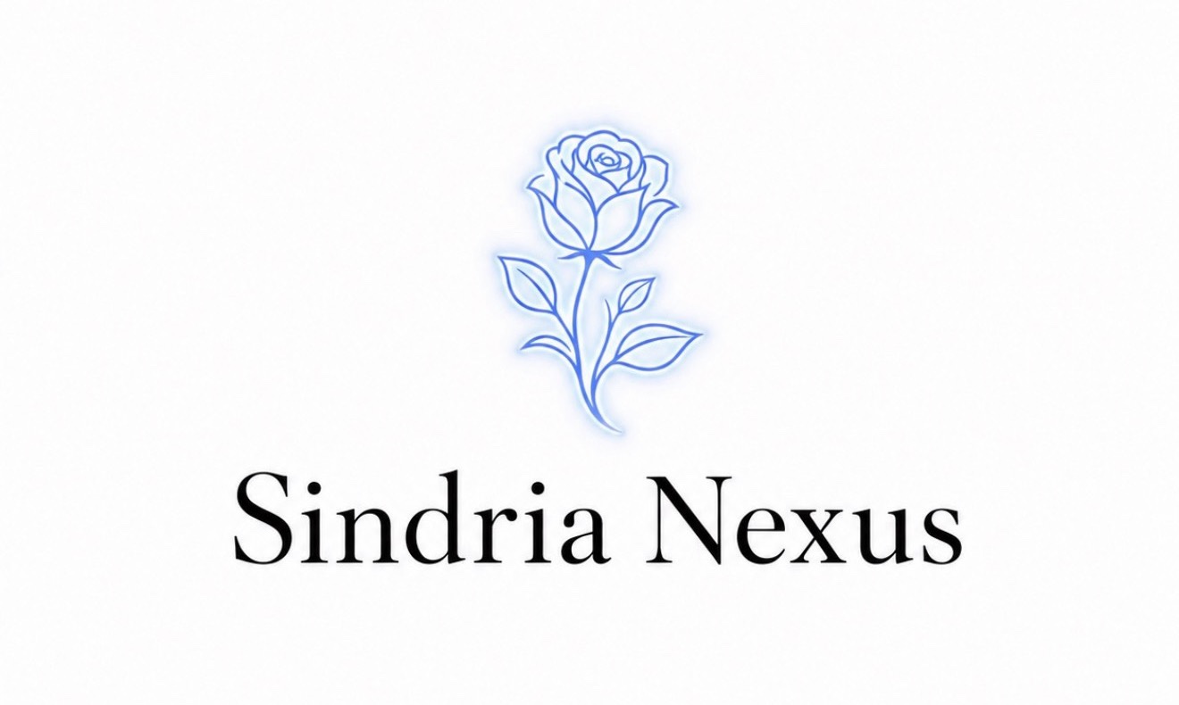 Sindria Nexus — blue rose and wordmark